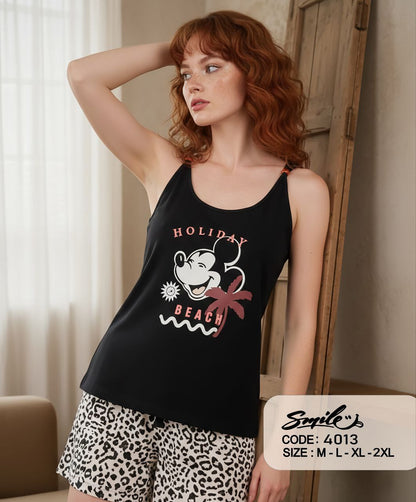 Summer women pajama smile 4013