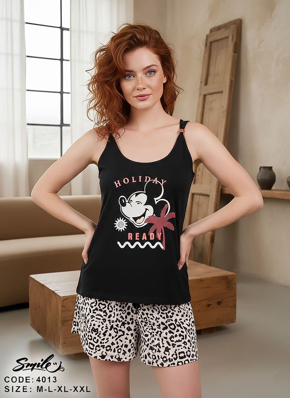 Summer women pajama smile 4013