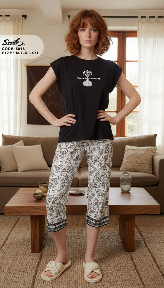 Summer women pajama smile 5016