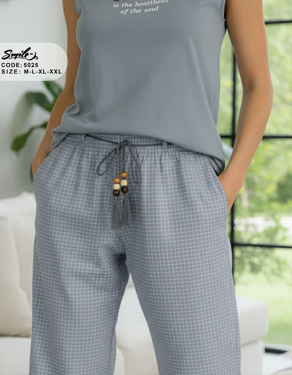 Summer women pajama smile 5025