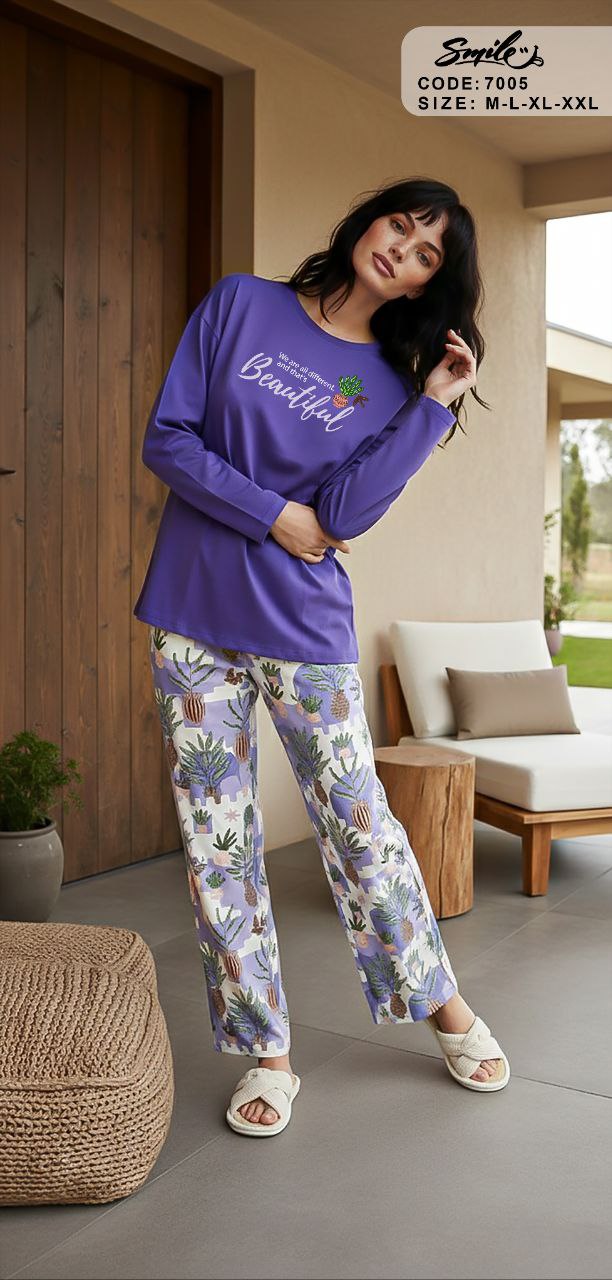 Summer women pajama smile 7005