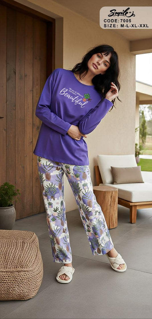 Summer women pajama smile 7005