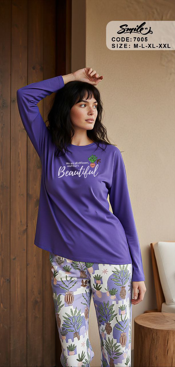 Summer women pajama smile 7005