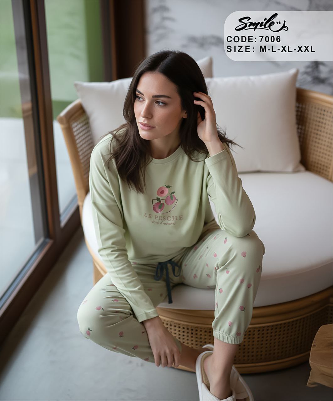 Summer women pajama smile 7006