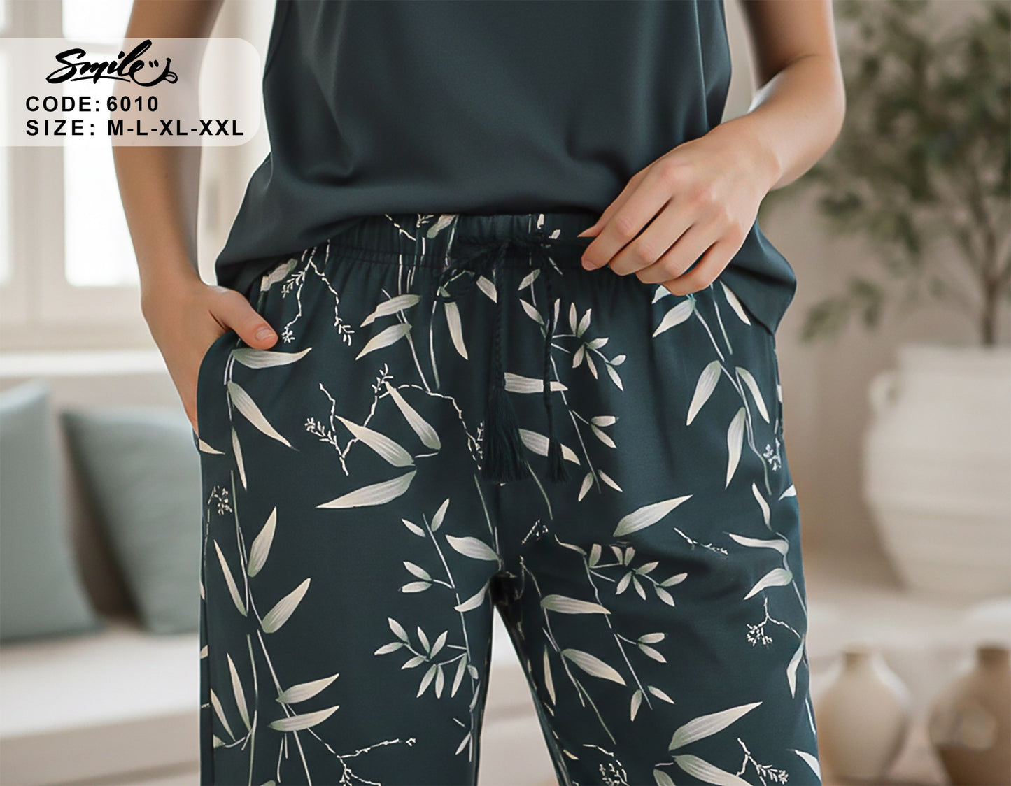 Summer women pajama smile pant 6010-9010