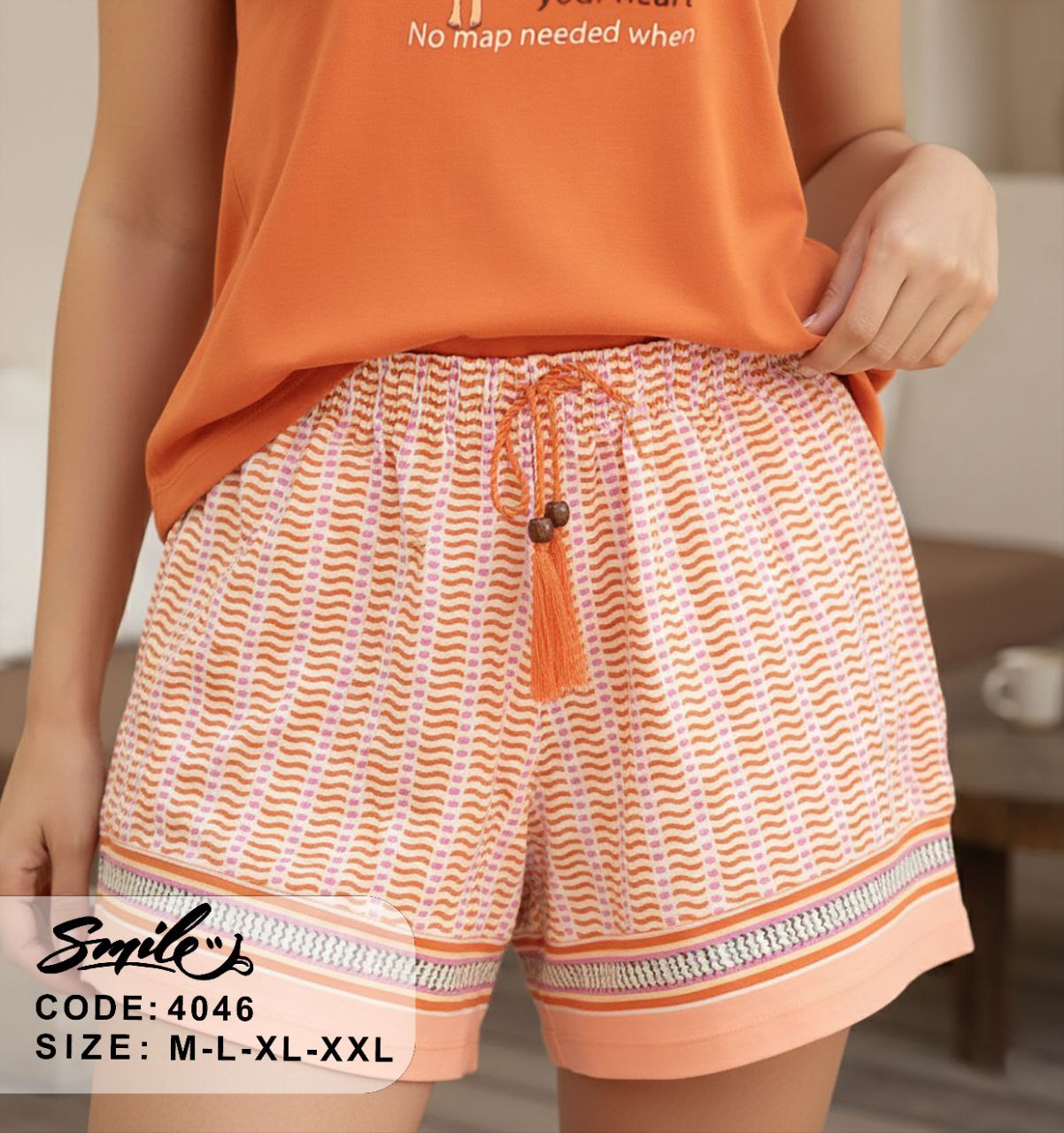 Summer women pajama smile 4046
