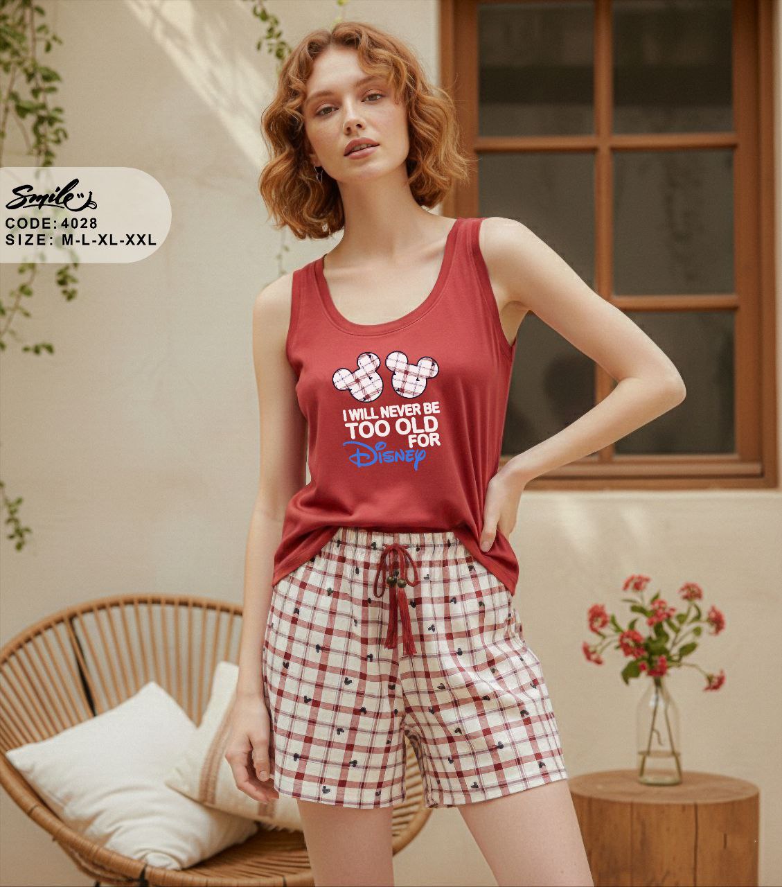 Summer women pajama smile 4028