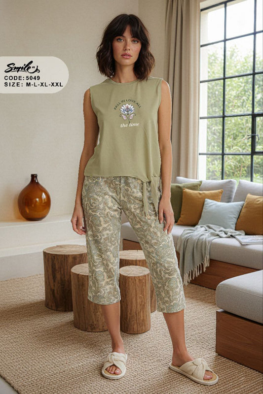 Summer women pajama smile 5049
