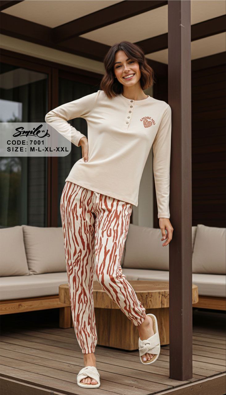 Summer women pajama smile 7001