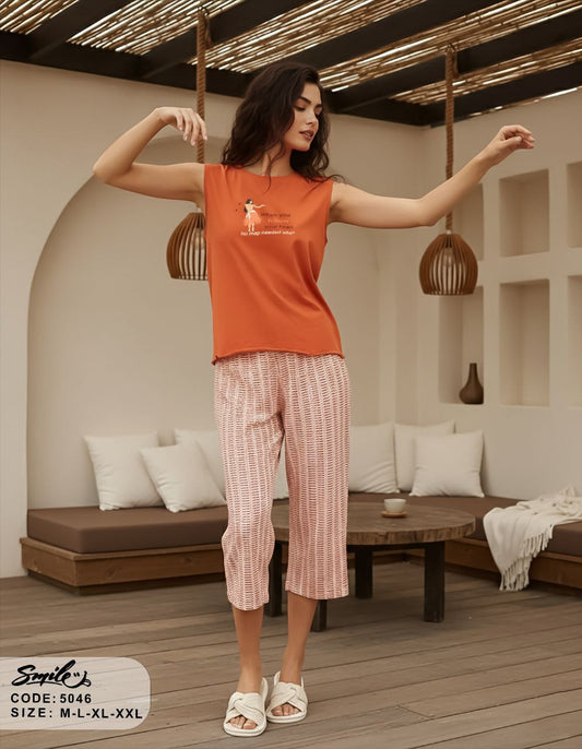 Summer women pajama smile 5046