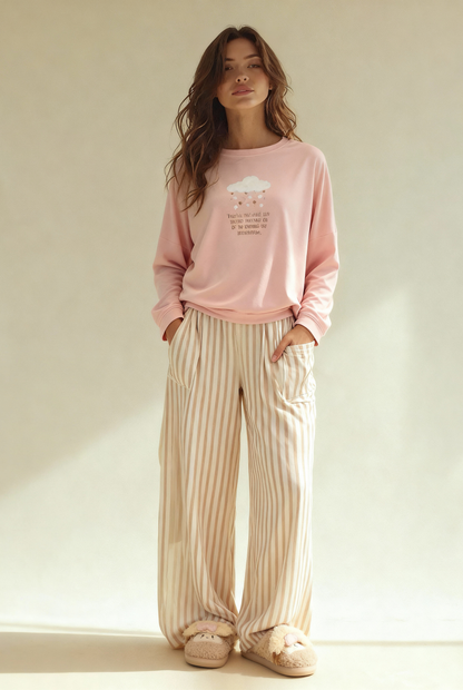 Winter women pajama smile 6201