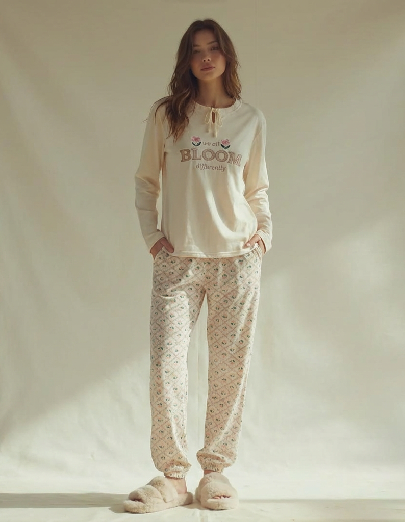 Winter women pajama smile 6205