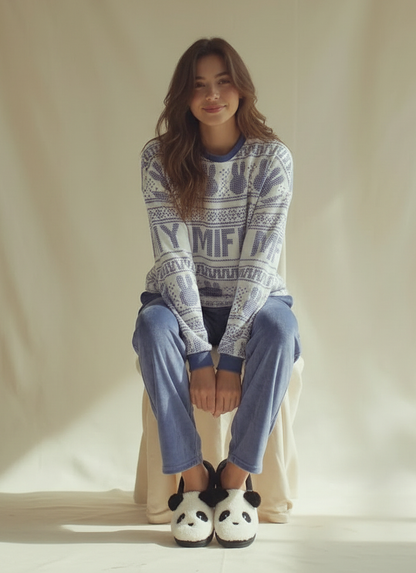 Winter women pajama smile 6303