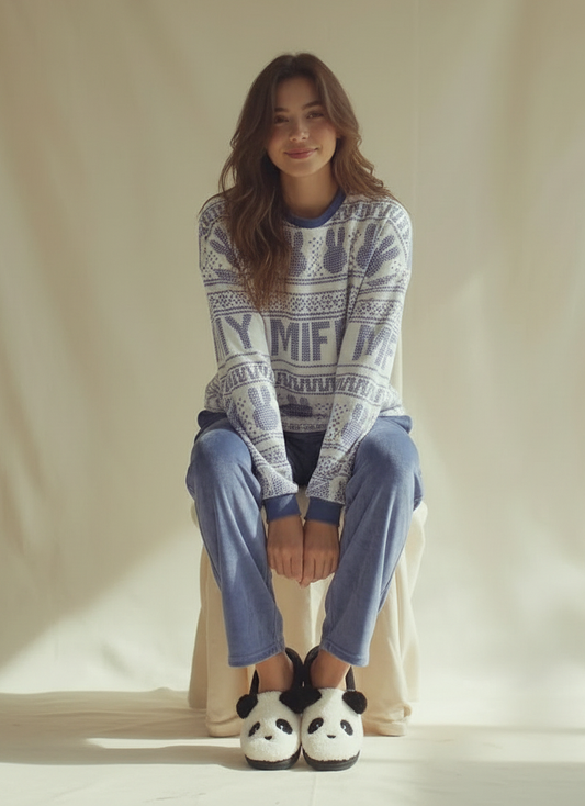 Winter women pajama smile 6303