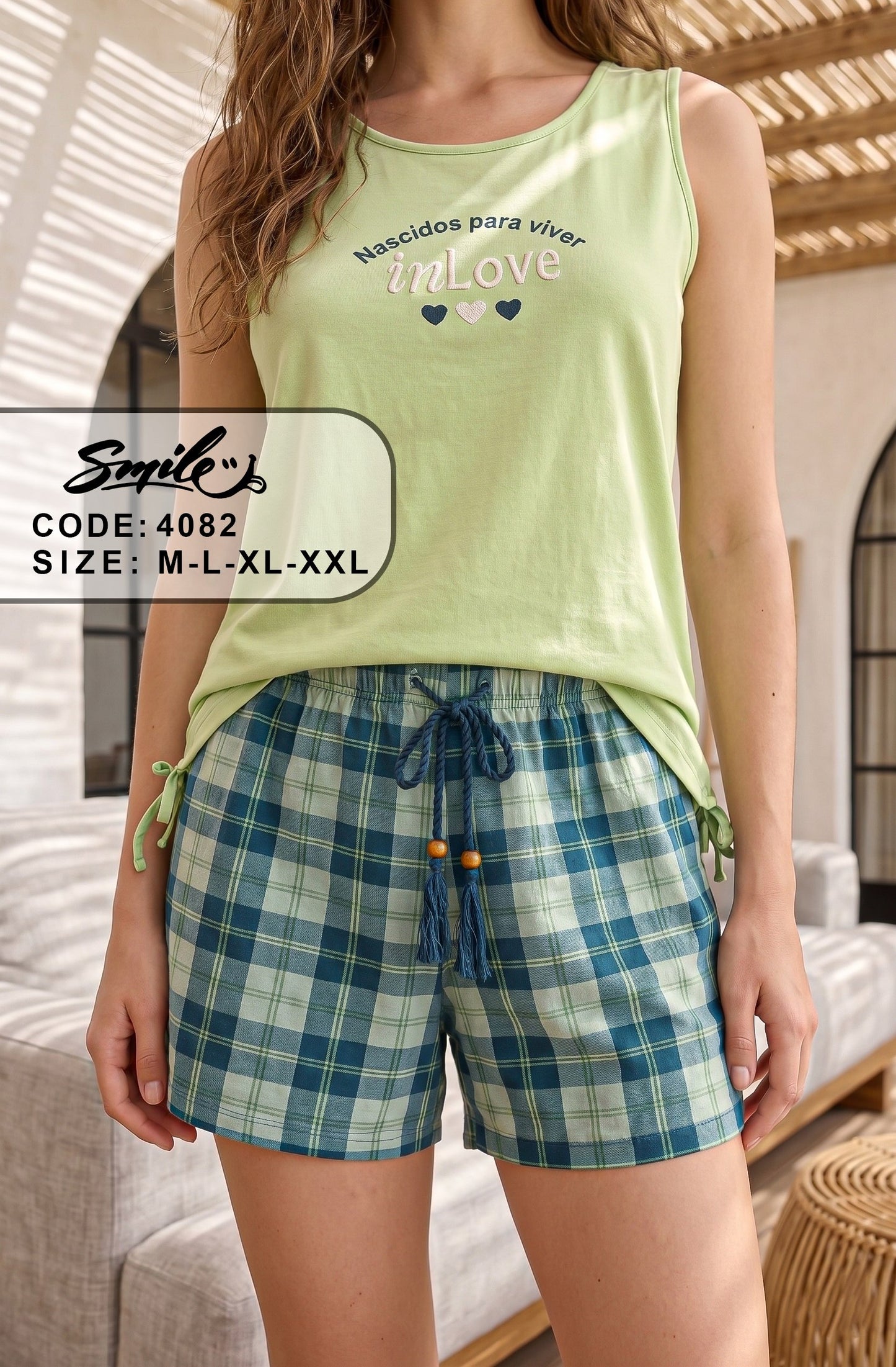 Summer women pajama smile 4082