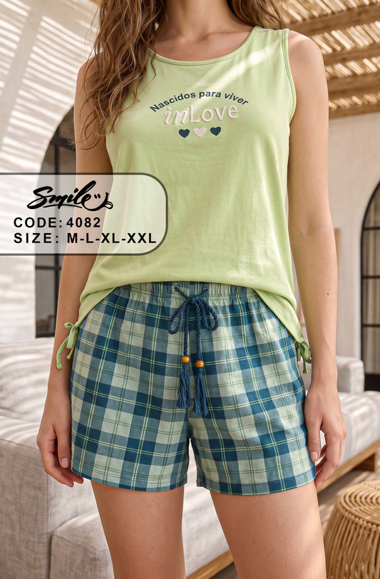 Summer women pajama smile 4082