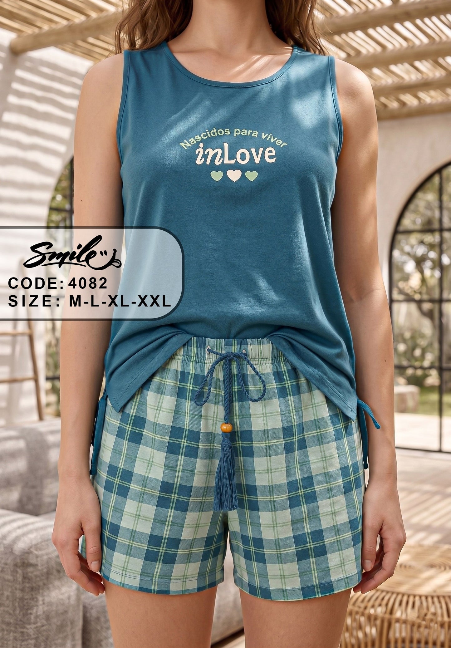 Summer women pajama smile 4082