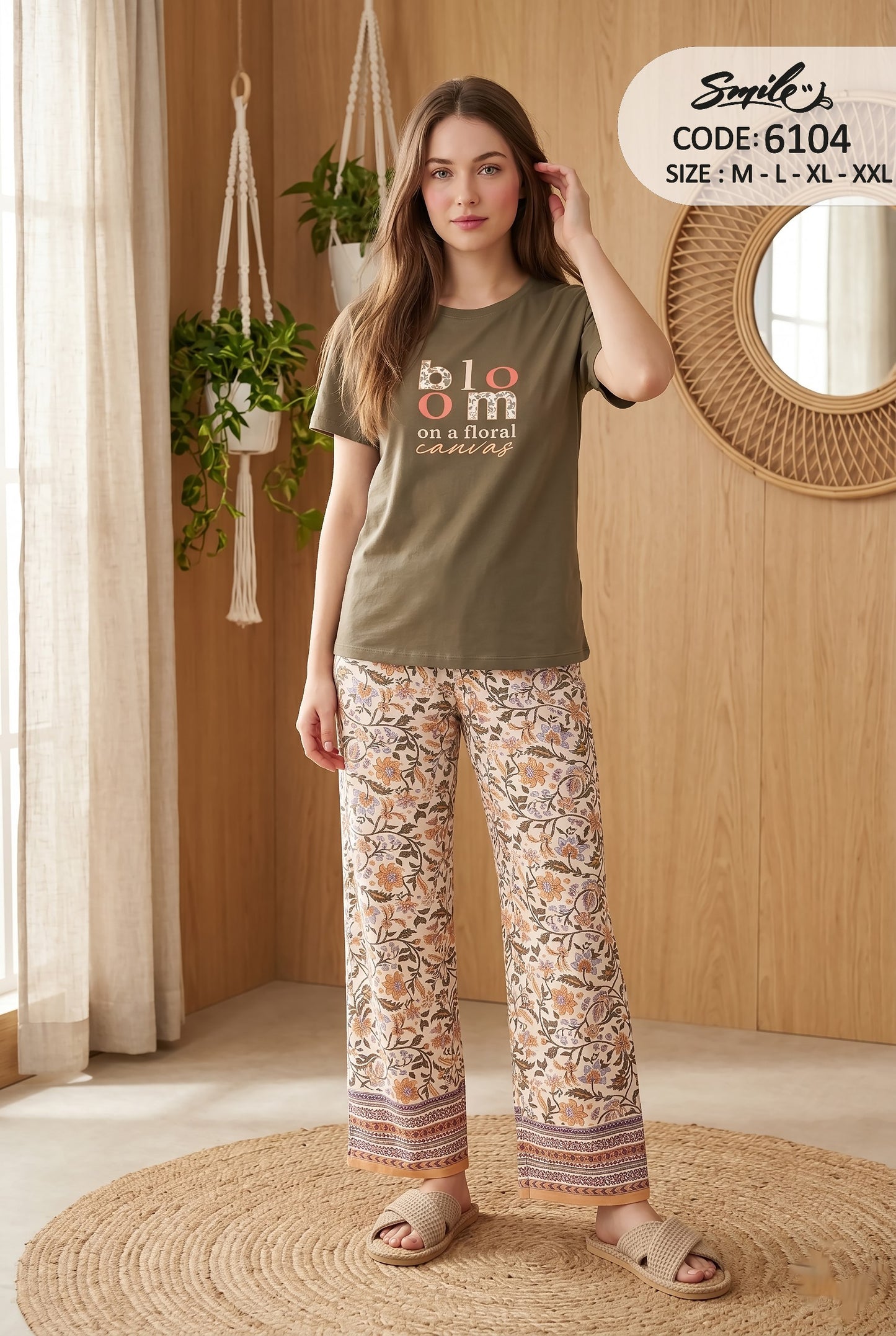 Summer women pajama smile pant 6104