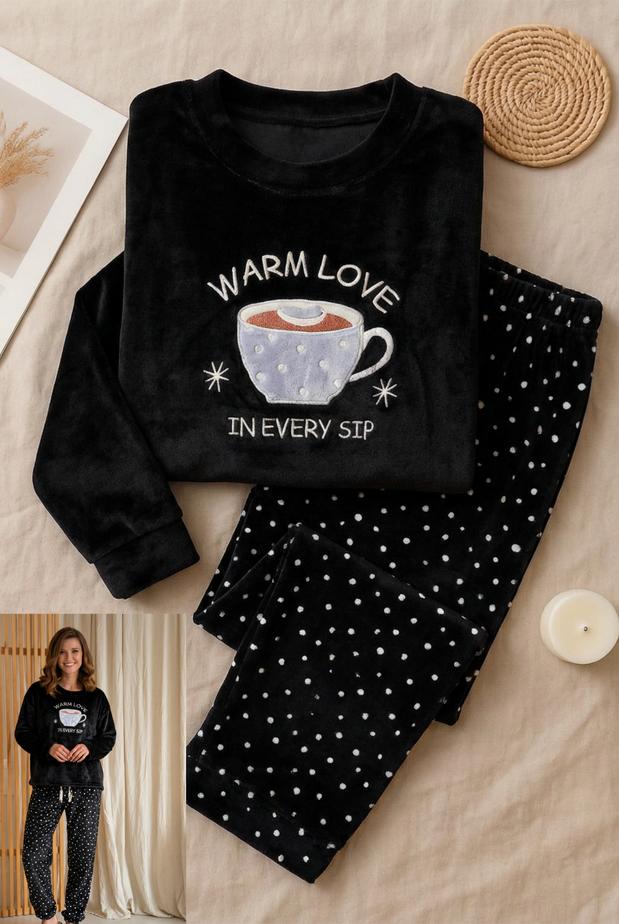 Winter women pajama smile 7262