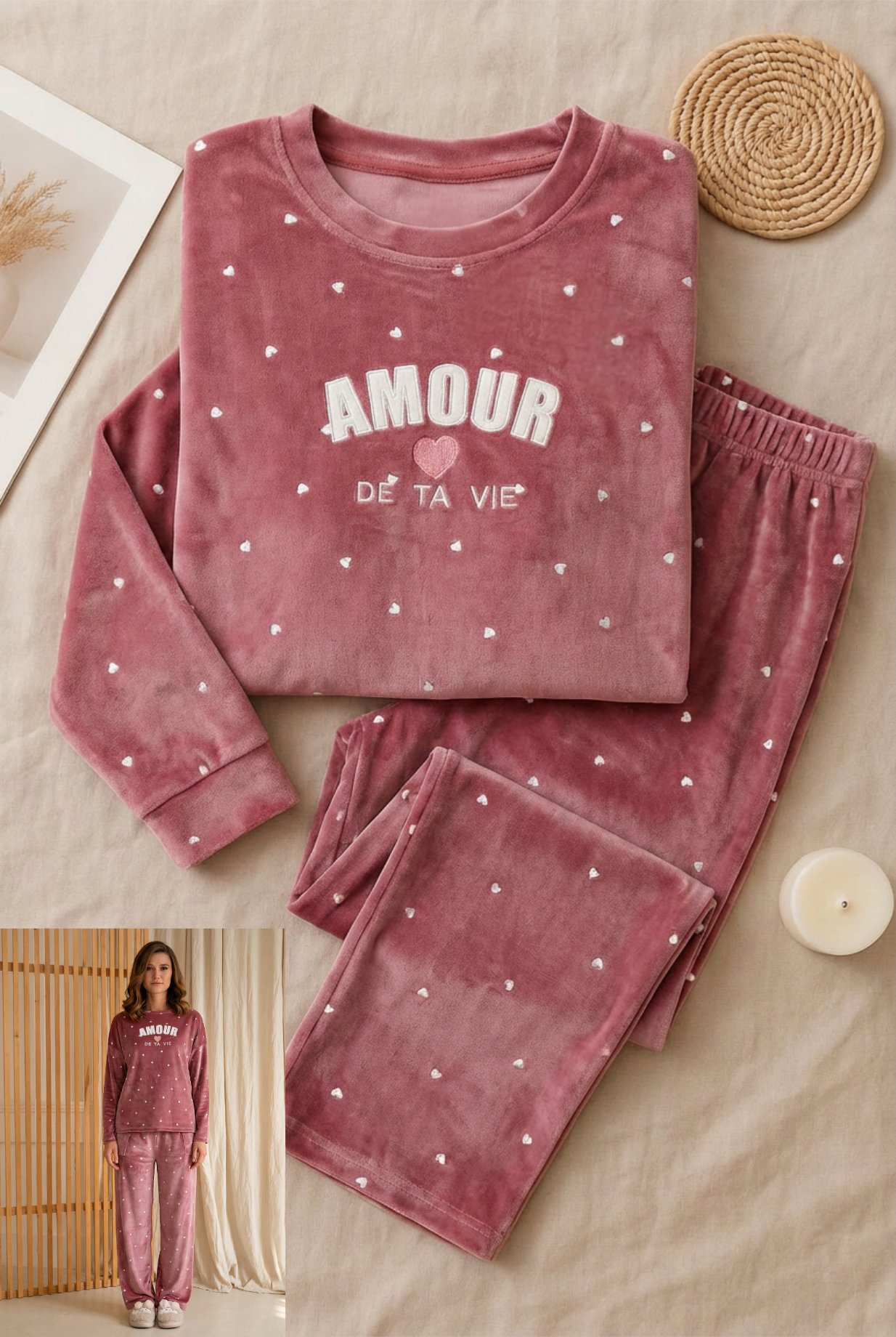 Winter women pajama smile 6311