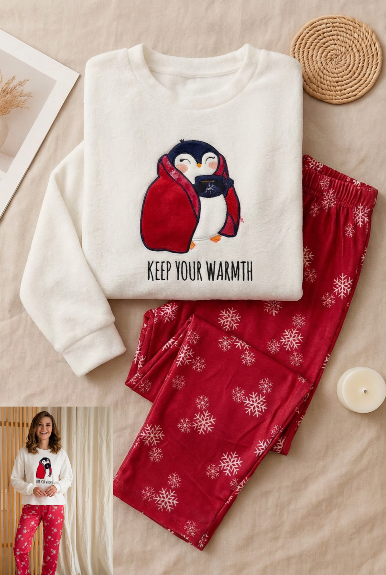 Winter women pajama smile 6391