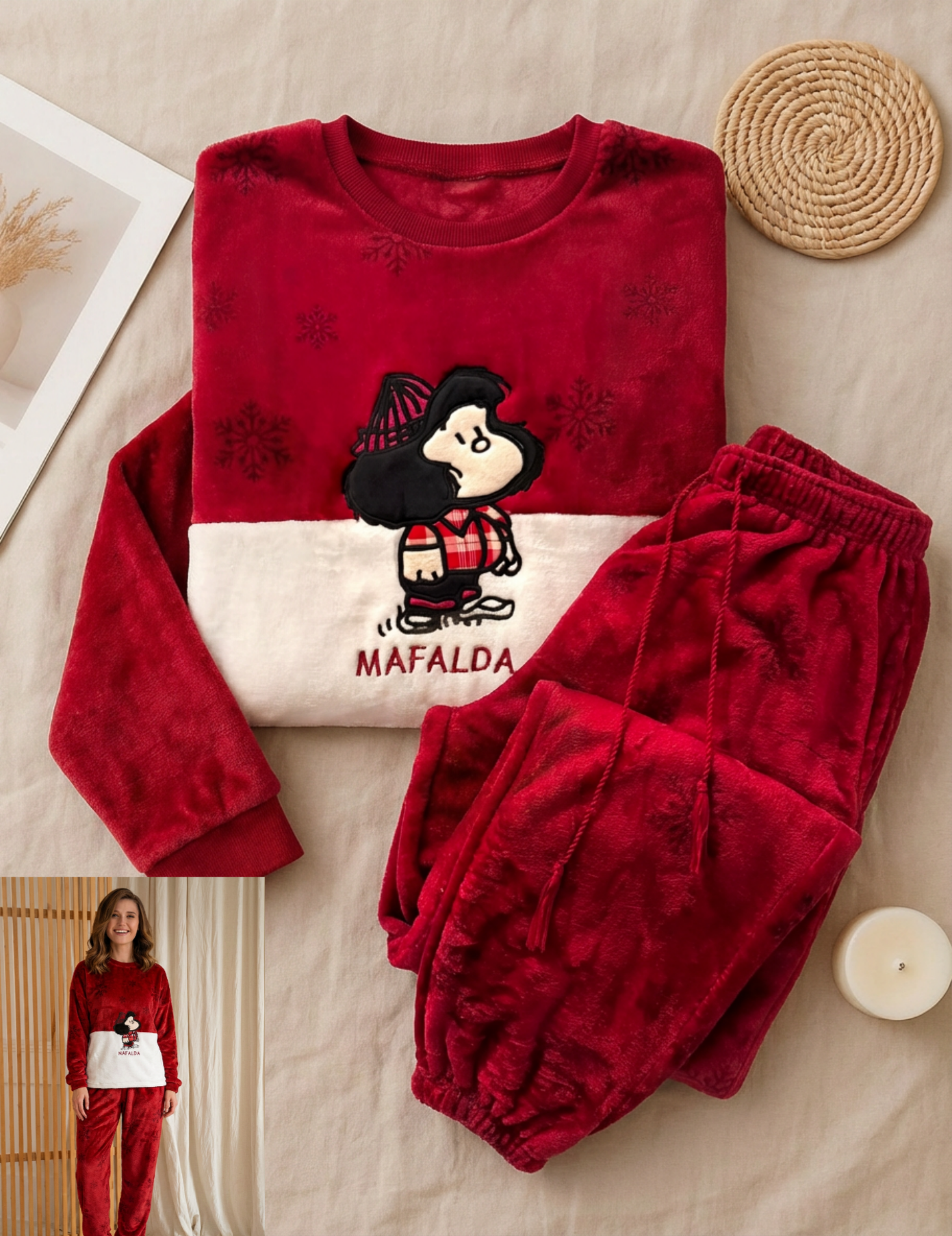 Winter women pajama smile 6858