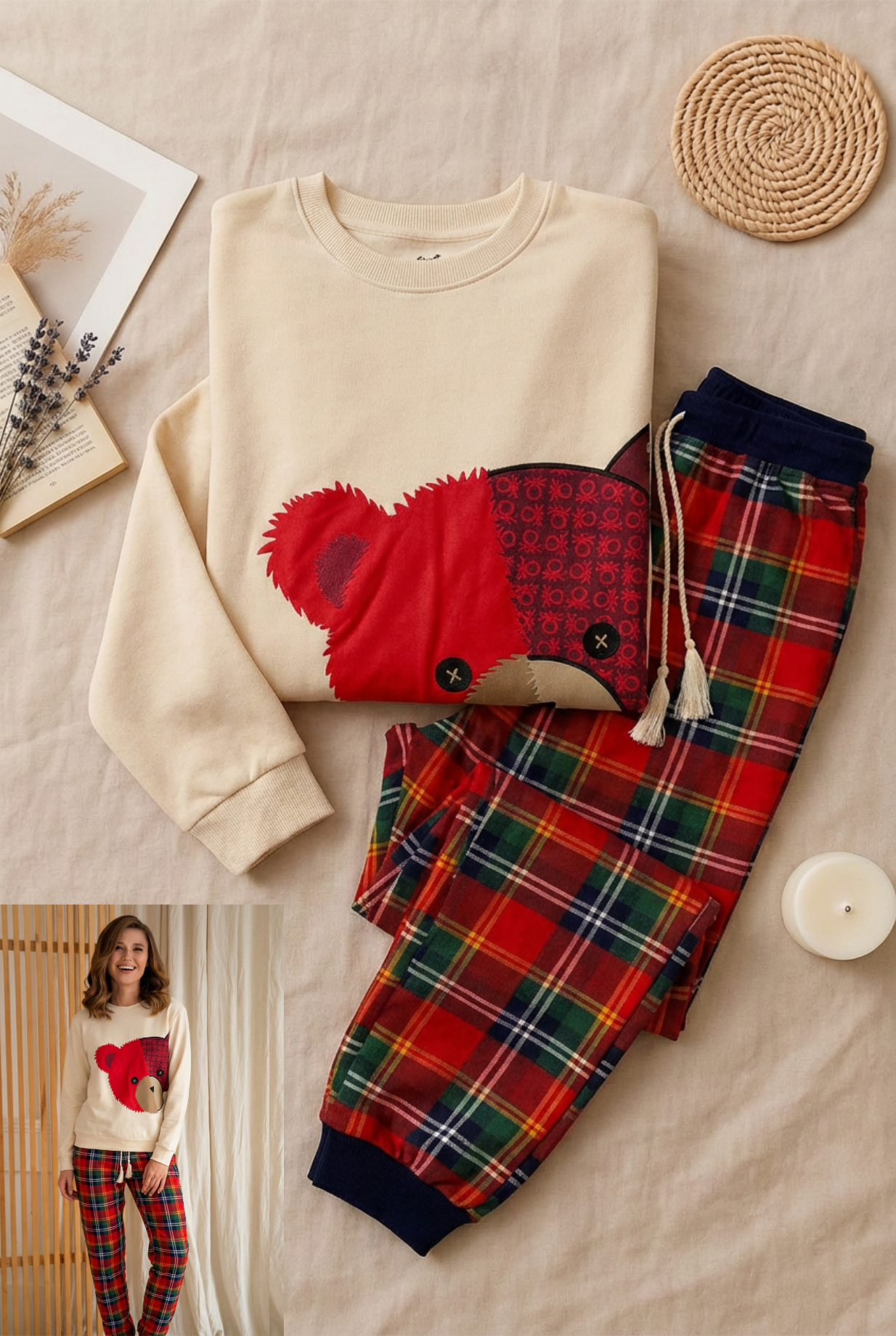 Winter women pajama smile 6869