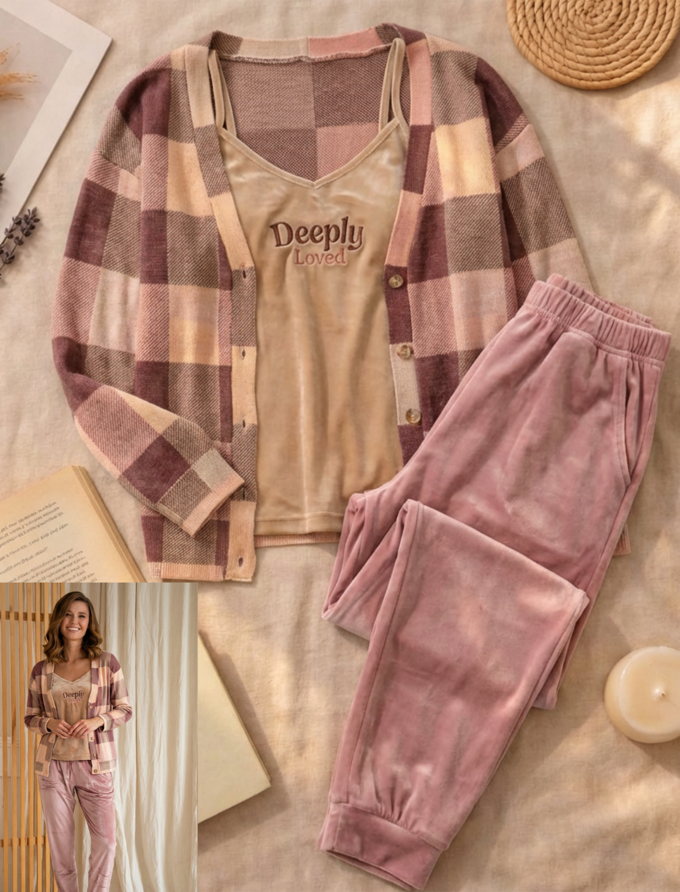 Winter women pajama smile 7840