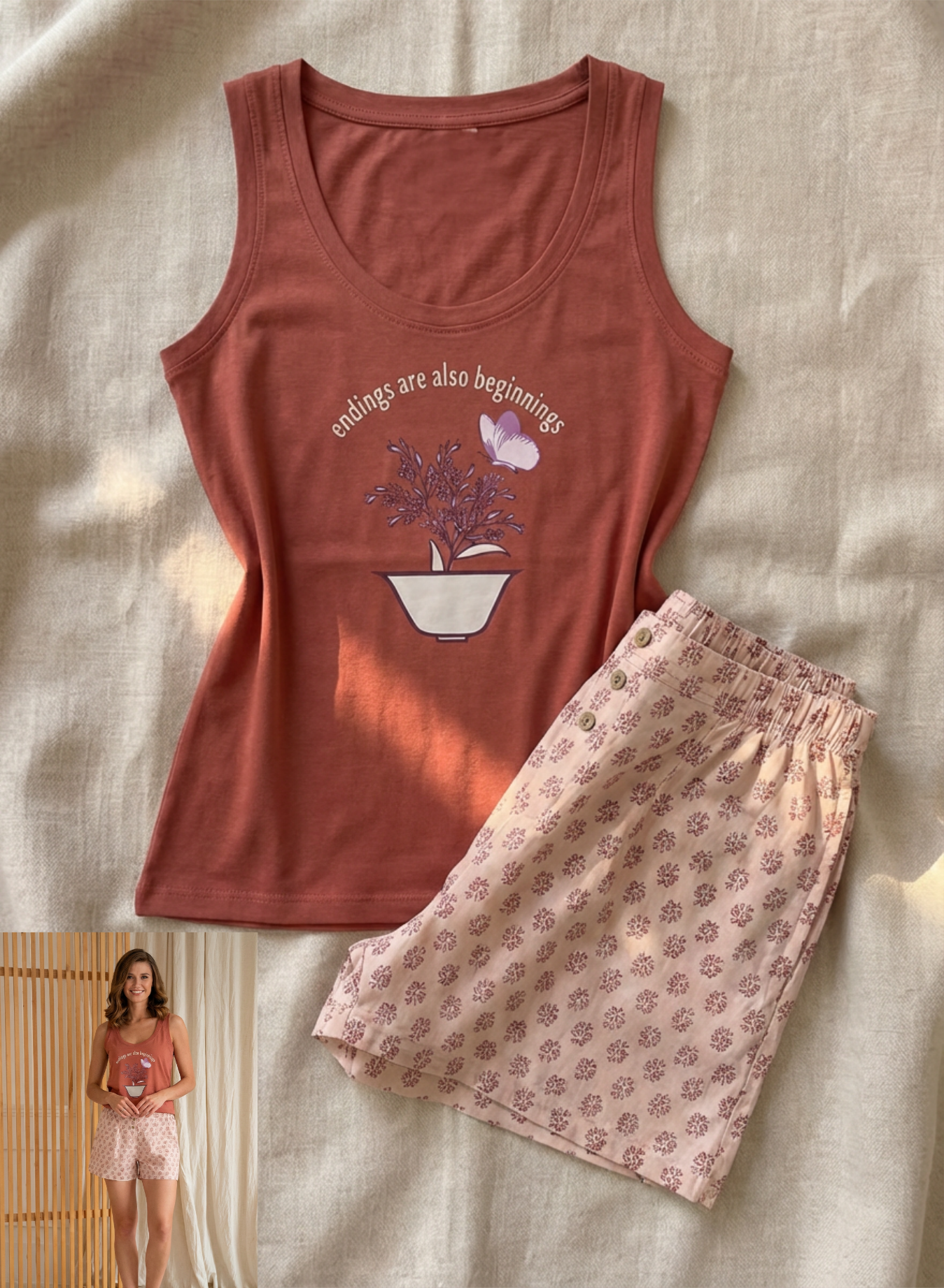 Summer women pajama smile short 4088