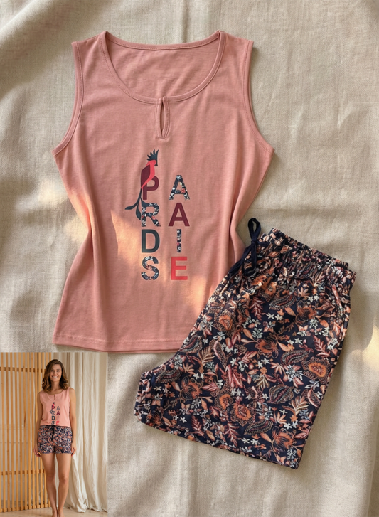 Summer women pajama smile short 4073