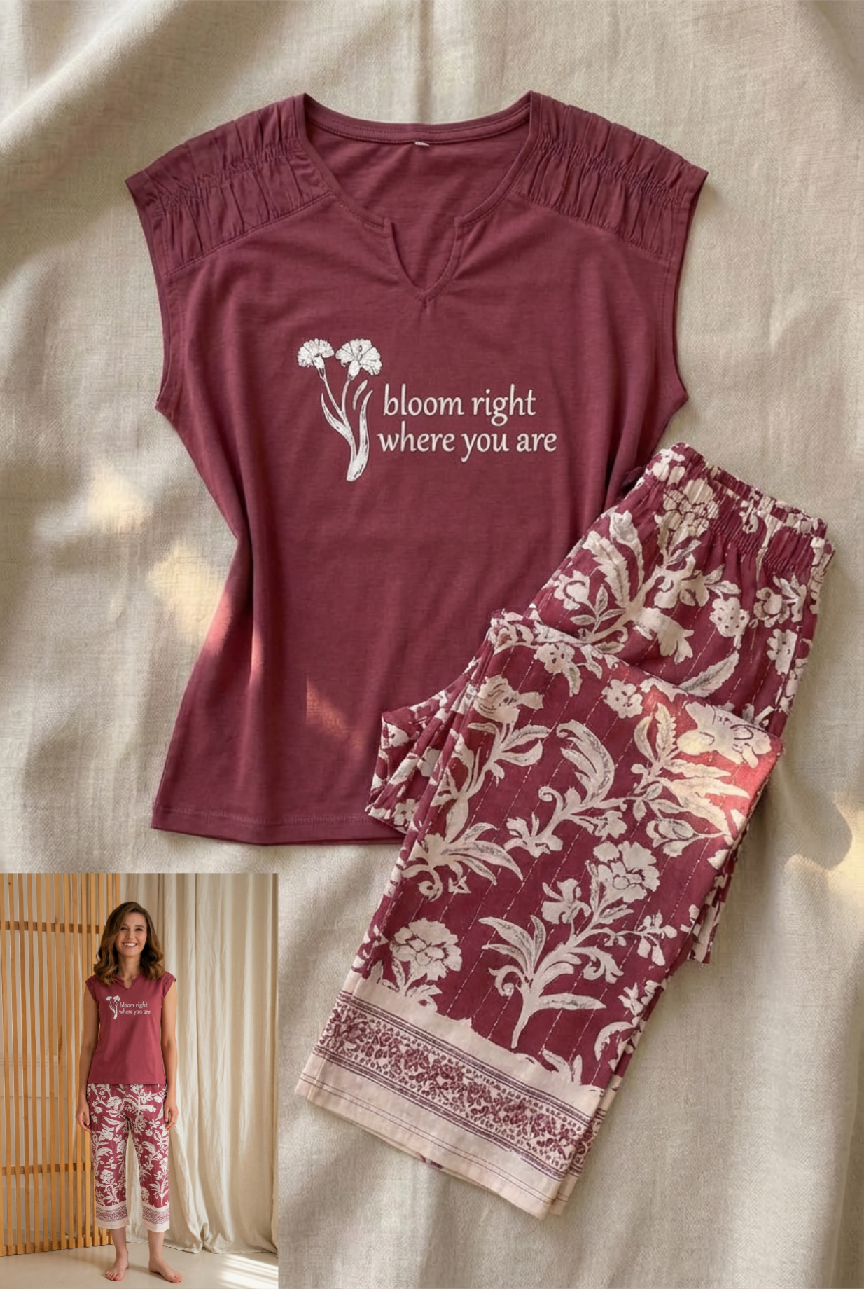 Summer women pajama smile permoda 5054