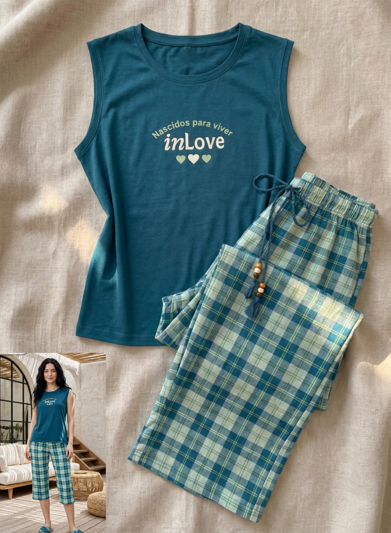 Summer women pajama smile 5082