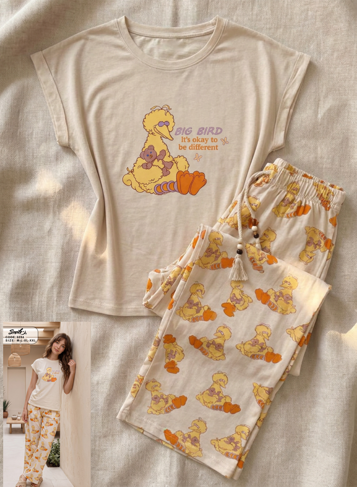 Summer women pajama smile 6094