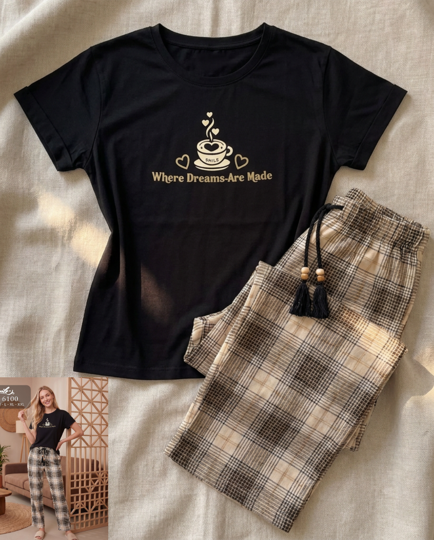 Summer women pajama smile 6100