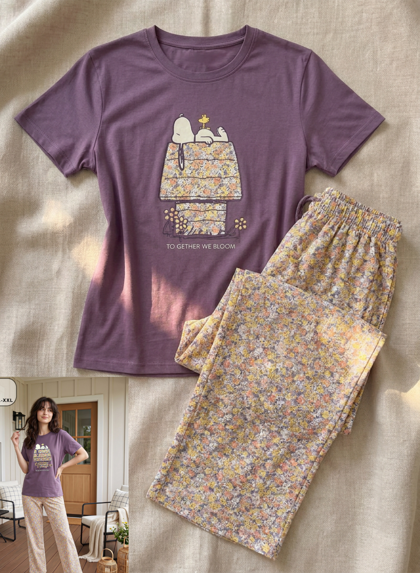Summer women pajama smile 6089