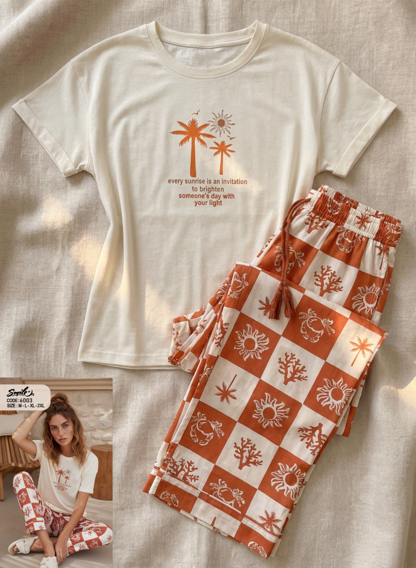 Summer women pajama smile pant 6003