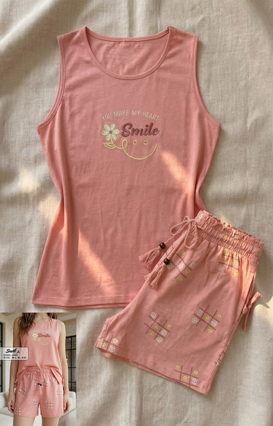 Summer women pajama smile 4066