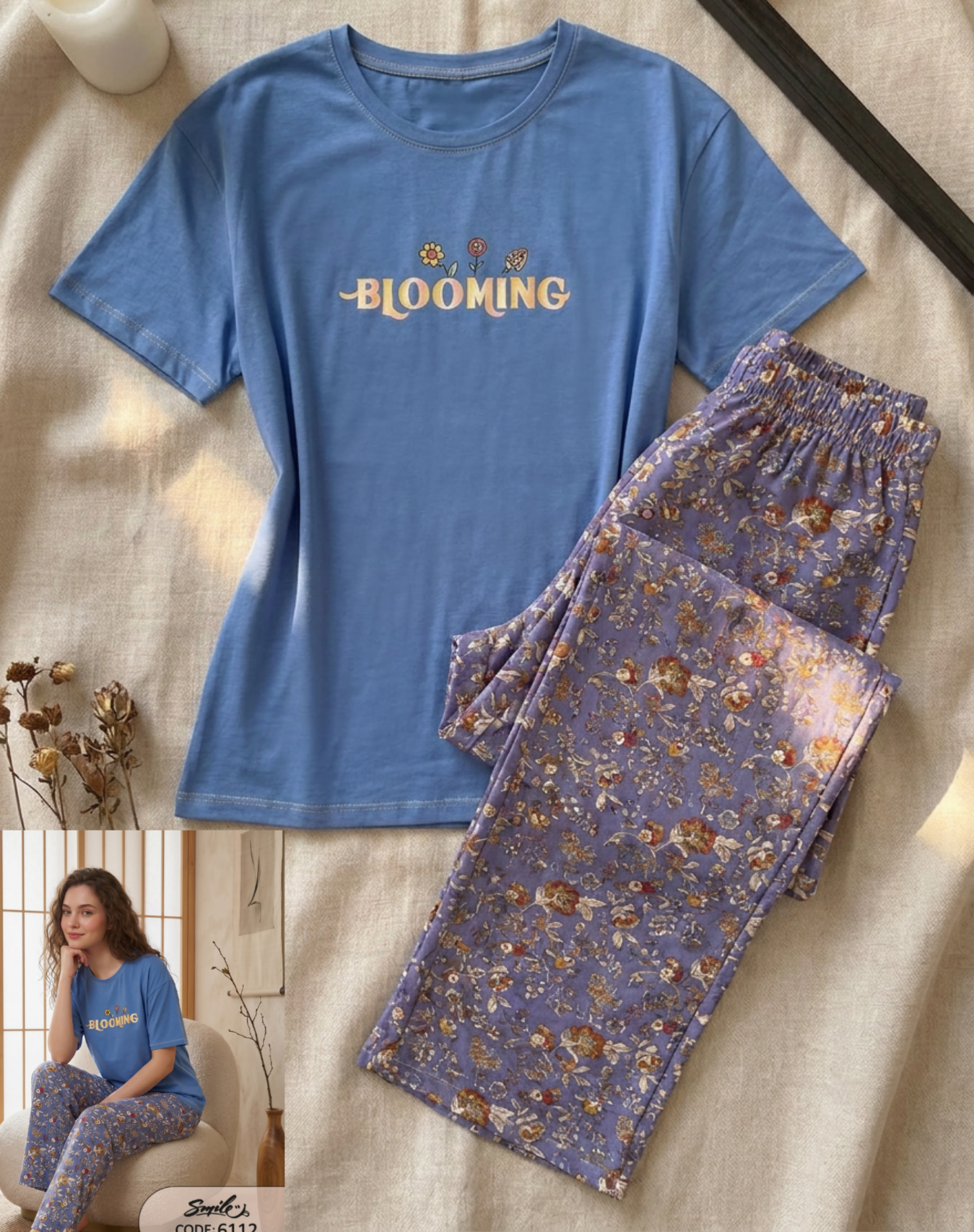 Summer women pajama smile pant 6112