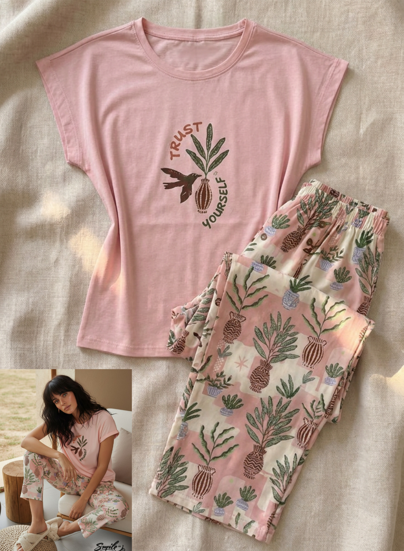 Summer women pajama smile pant 6123