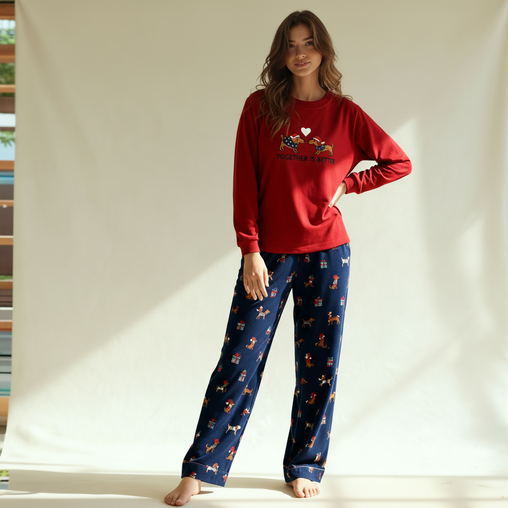 Winter women pajama smile 6873