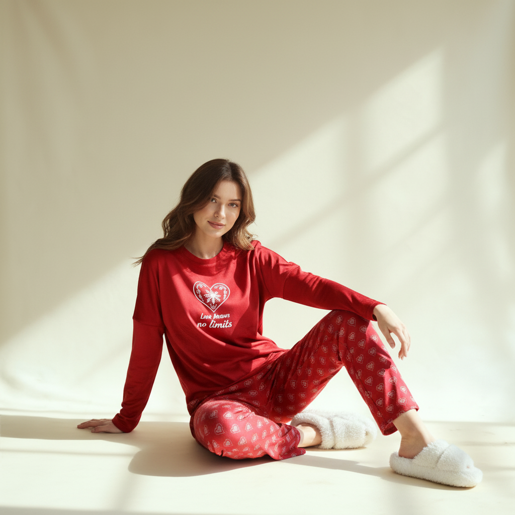 Winter women pajama smile 6243