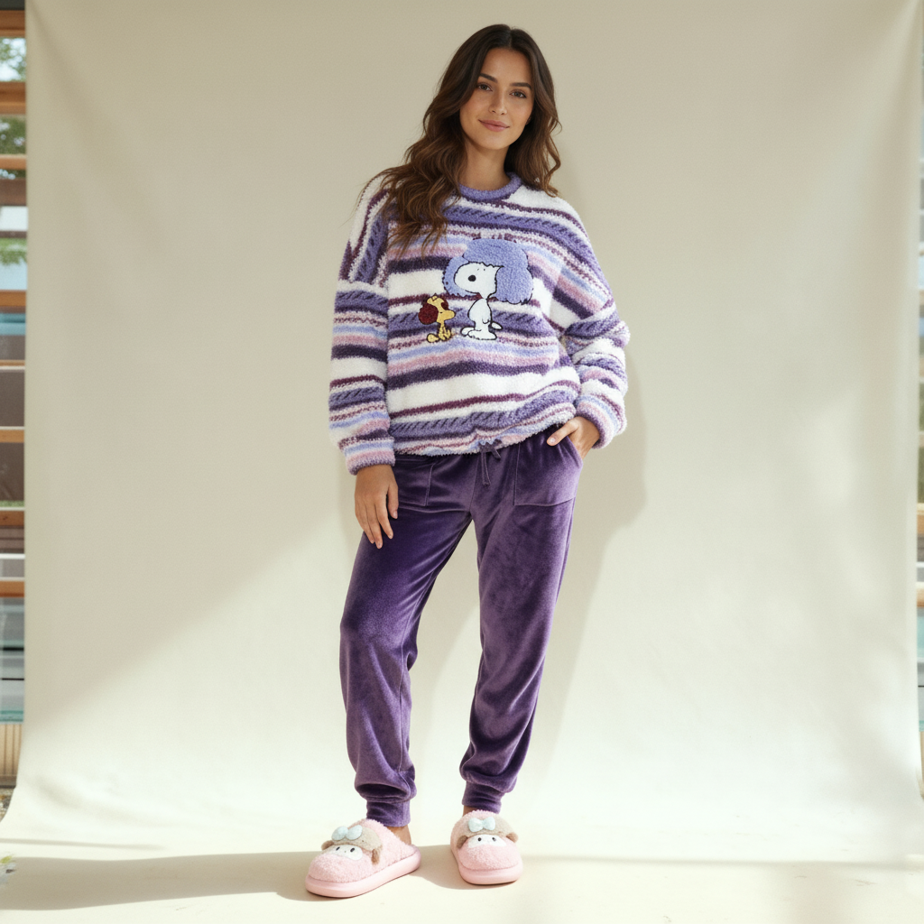 Winter women pajama smile 6257