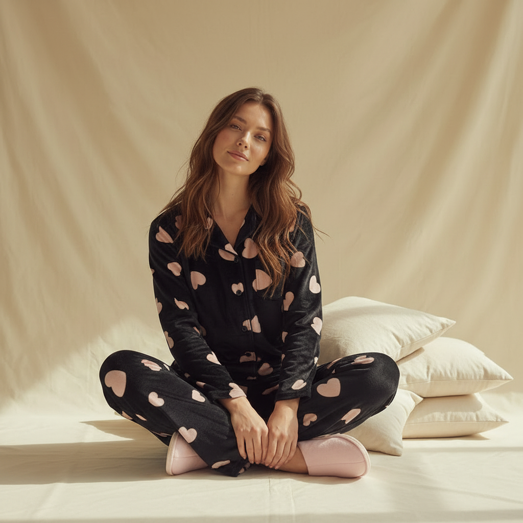 Winter women pajama smile 8861