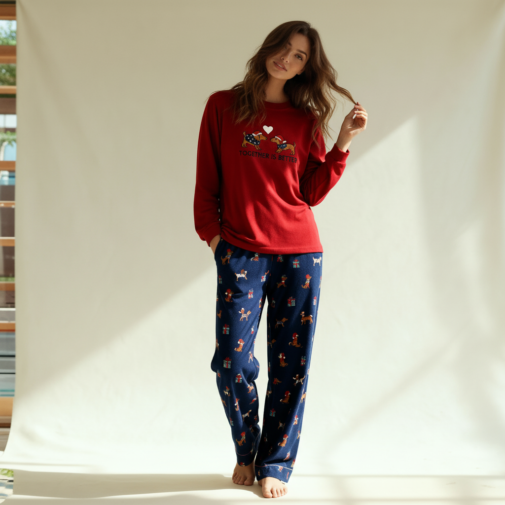 Winter women pajama smile 6873