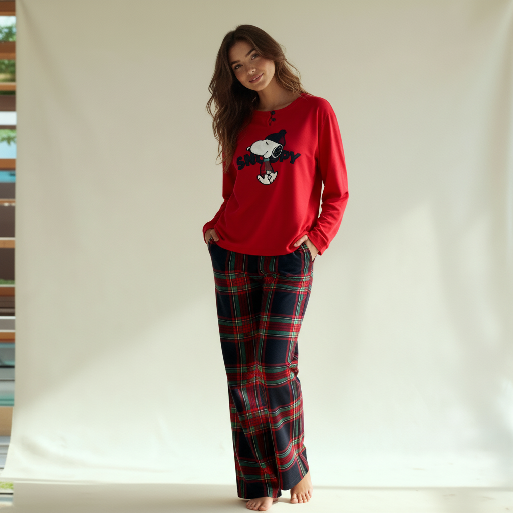 Winter women pajama smile 6839