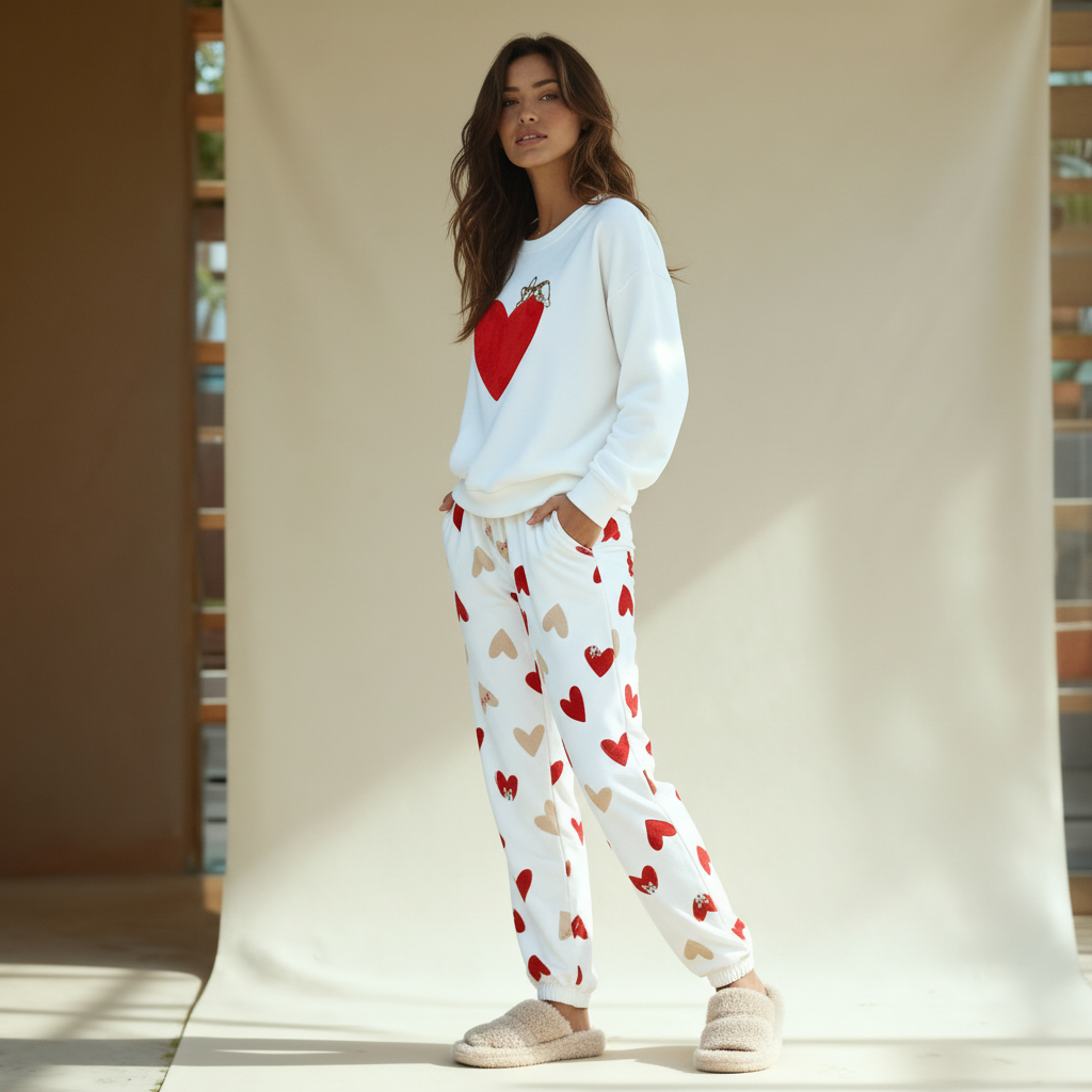 Winter women pajama smile 6247