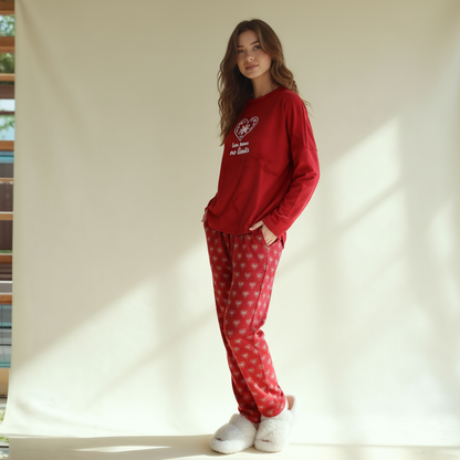 Winter women pajama smile 6243