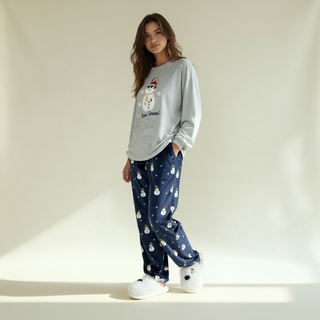 Winter women pajama smile 6208