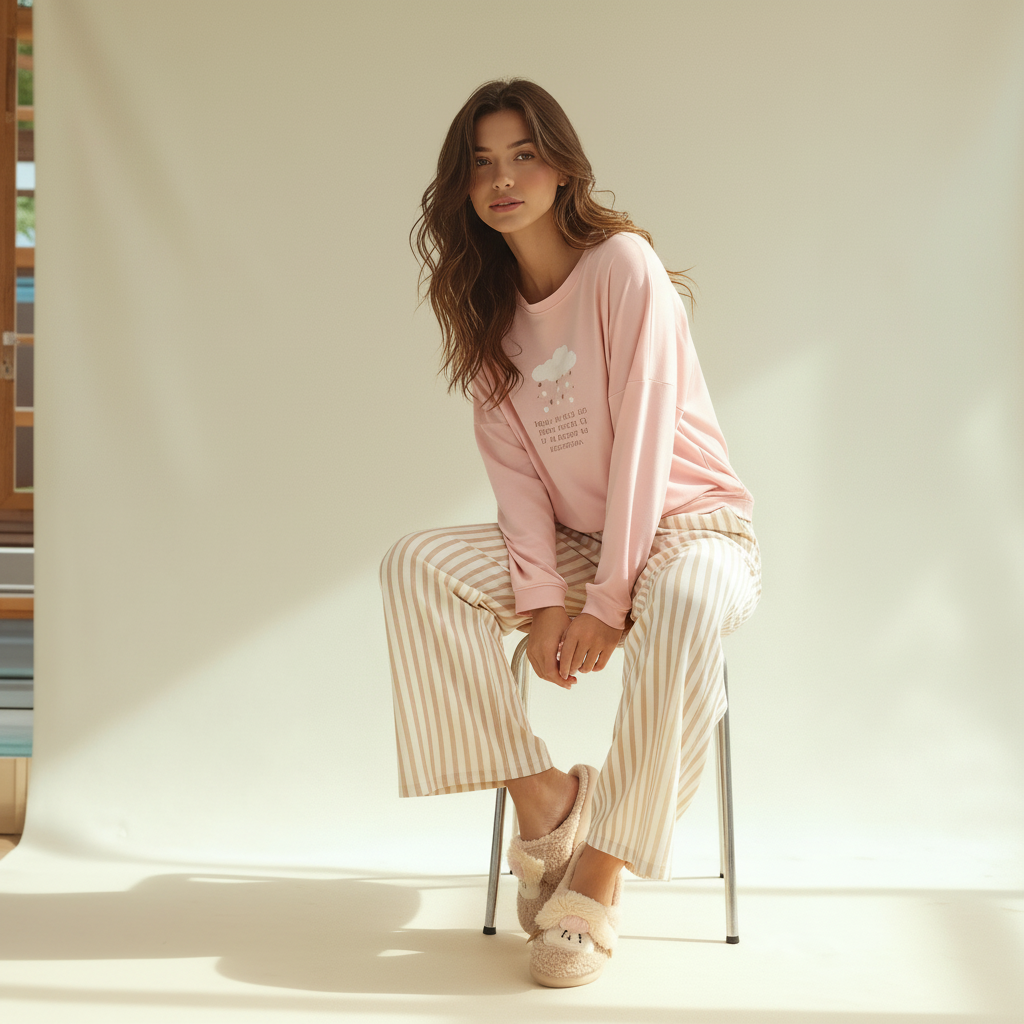 Winter women pajama smile 6201
