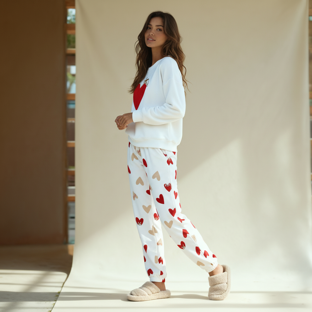 Winter women pajama smile 6247